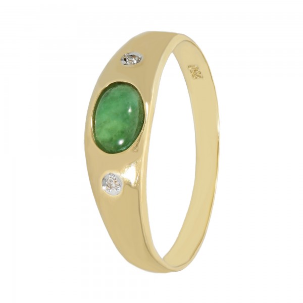 Ring 750 Gelbgold mit Smaragd+0,02 ct. Gr. 60 B:0,6cm
