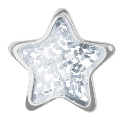 Ohrstecker Chirurgenstahl Stern Glitter weiß 6,0 mm