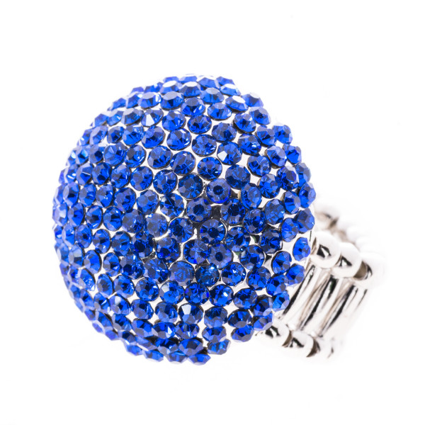 Elastik-Ring mit Kristallen royalblau