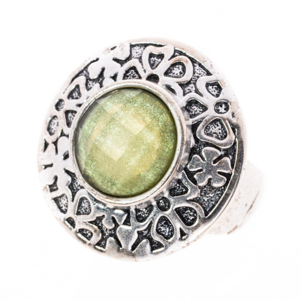 Elastik-Ring mit 1 Glitter Stein grün