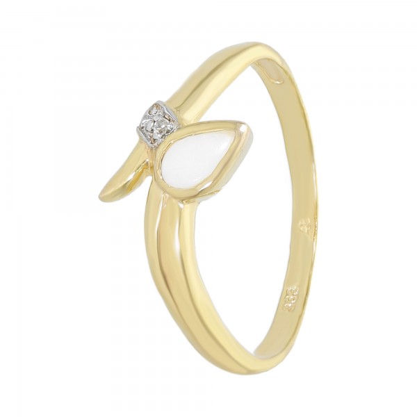 Ring 333 Gelbgold mit Opal + Diamant