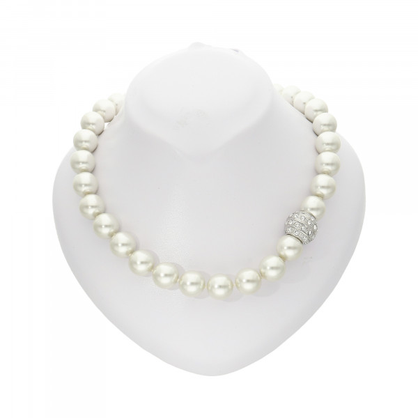 Perlenkette "XXL" weiß mit Magnetverschluss silber