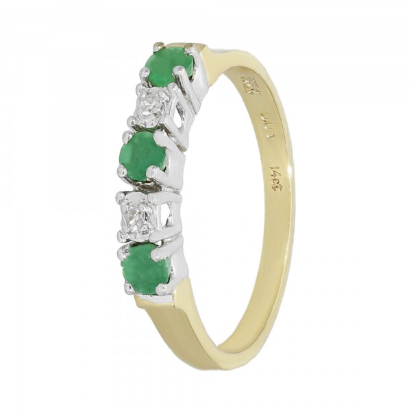 Ring 585 bicolor mit 3 Smaragden ca.0,30 ct.+ Diamanten