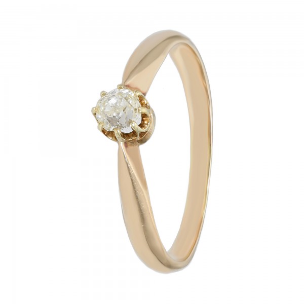 Ring Gelbgold 14 Karat mit 1 Diamant Altschliff ca. 0,25ct