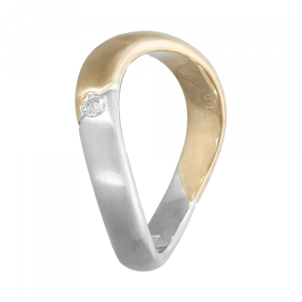 Ring 585 bicolor gewellt mit 1 Diamant