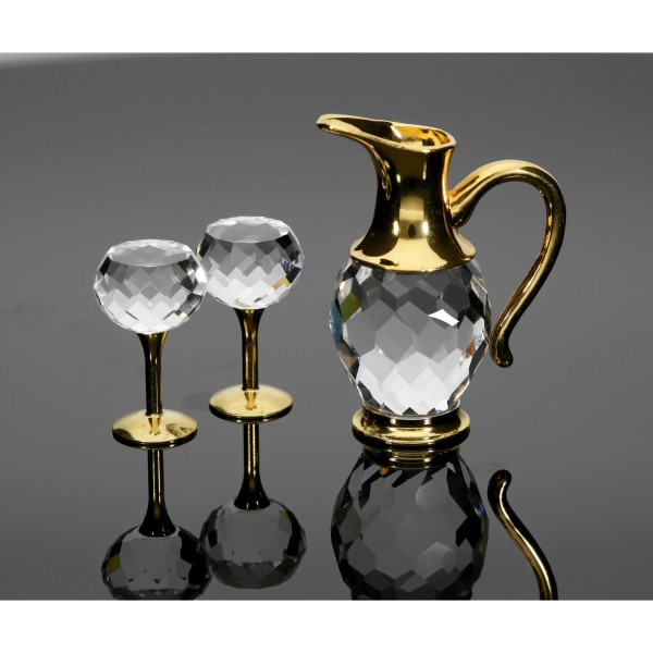 Swarovski Kristall-Figur Weinset 2 Gläser& Krug