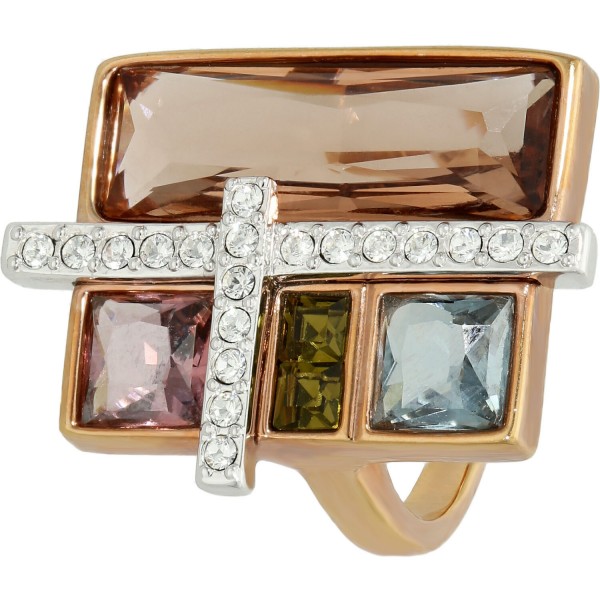 Ring vergoldet Swarovski mit 5 Kristallen