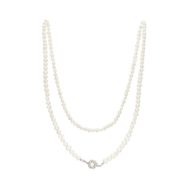 Perlenkette Süßwasser–Perlen mit Schloss Weißgold 750 142 Perlen