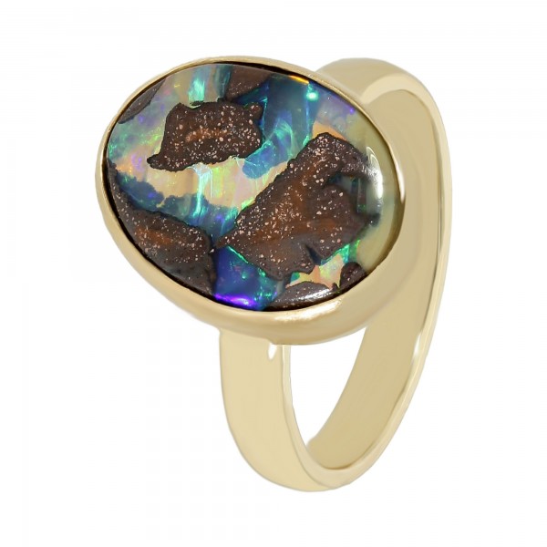 Ring 585 Gelbgold mit Boulder Opal