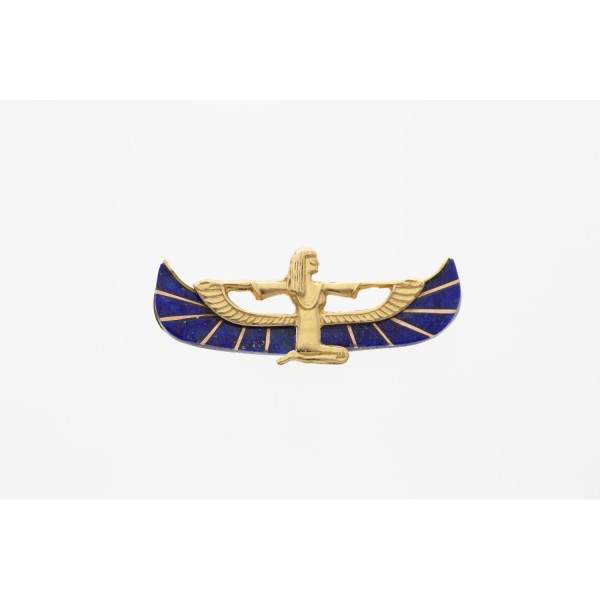 Gold Anhänger Ägyptische Isis 750er Blauer Edelstein
