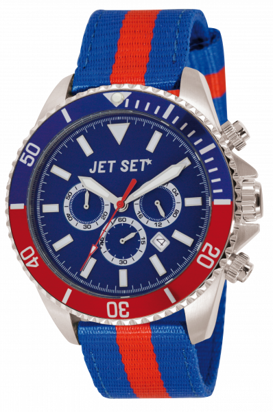Armbanduhr "Jet Set" Speeedway blau / rot Nylon J212 03-17