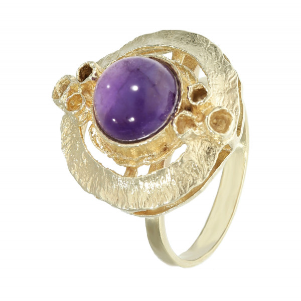 Ring 585 Gelbgold mit Amethyst "„70er- Jahre-Stil“