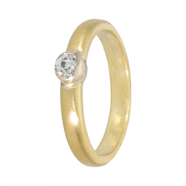 Ring 900 Gelbgold mit Diamant Altschliff ca. 0,25 ct.