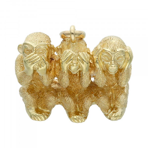Anhänger 585 Gelbgold „Drei Affen“