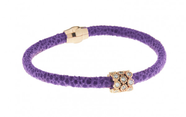 Armband Leder violett mit Zirkonia